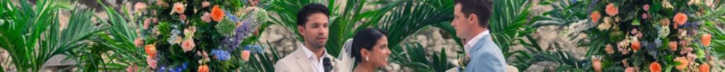 Romantic Outdoor Wedding Ceremony Under Floral Arch